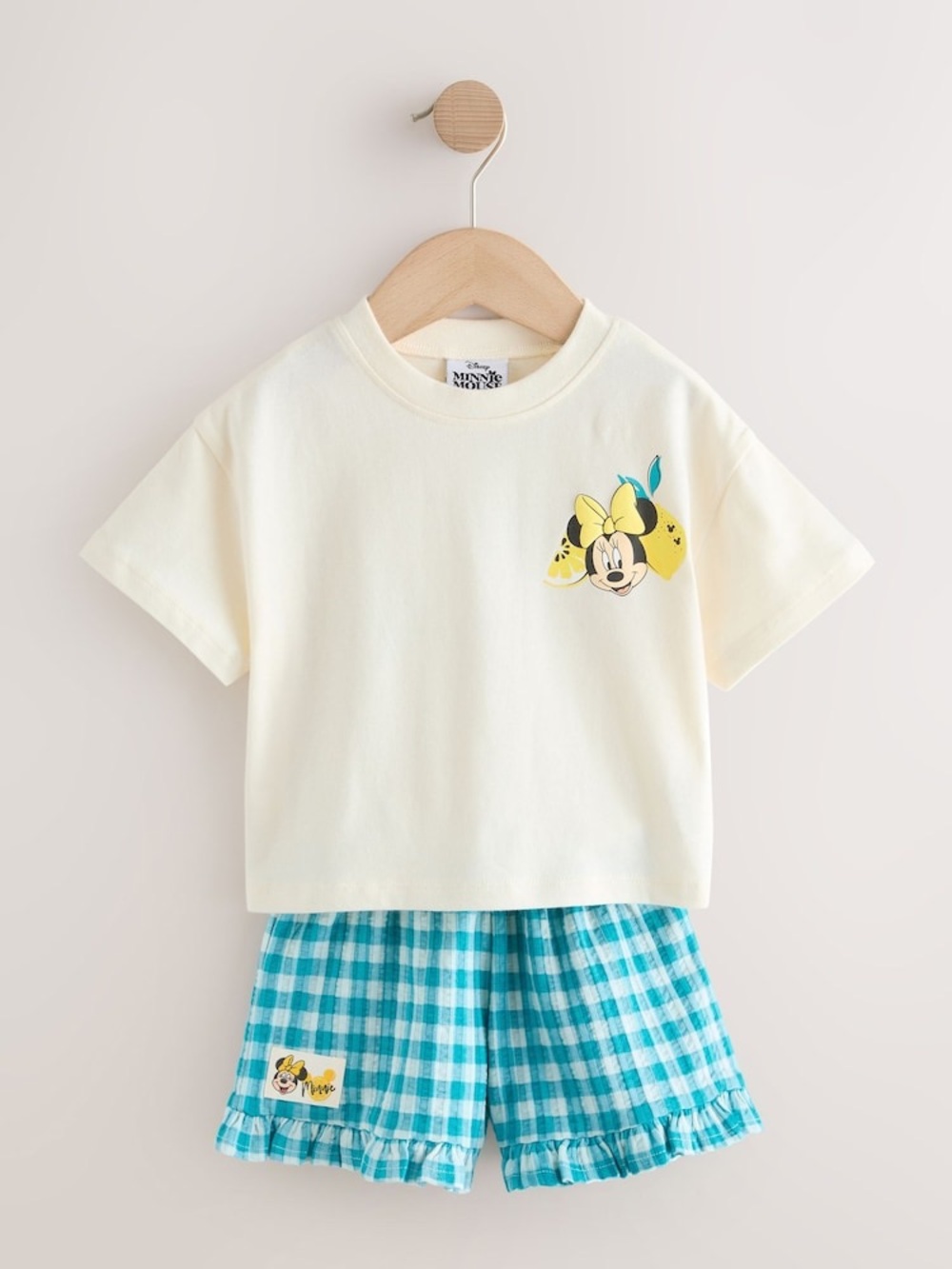 NEXT Ecru White Disney Minnie and Mickey Short Sleeve Top and Shorts Set